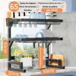 Escorredor de Louça Suspenso Inox 85cm Organizador de Pia