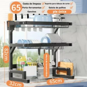 Escorredor de Louça Suspenso Inox 85cm Organizador de Pia