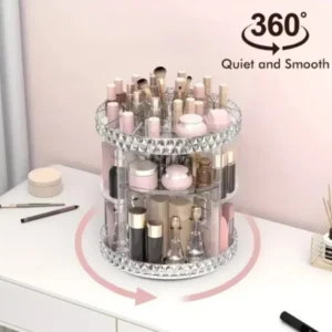 Organizador de Maquiagem Giratório 360 Porta Algodão Acrílico